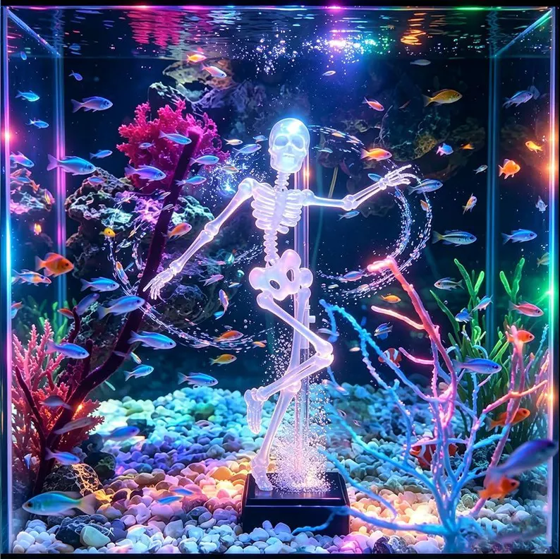 Air-Powered Dancing Skeleton Aquarium Ornament